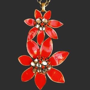 Vintage Coldwater Creek Red Flower Necklace.